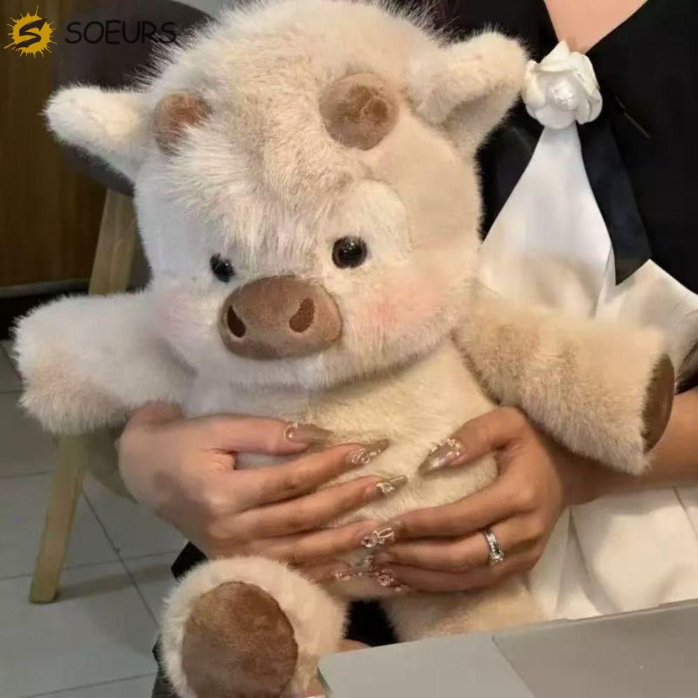 SOEURS หมูตุ๊กตาสัตว์,วัสดุนุ่ม Plushie เนื้อตุ๊กตาสัตว์ Plush, ของขวัญสร้างสรรค์เด็ก Gits สก็อตวัวรูปแบบออกแบบใหม่น่ารักตุ๊กตาของเล่นเด็กของขวัญ