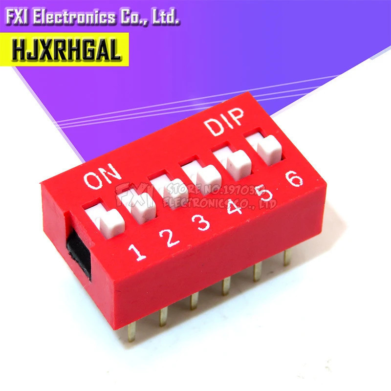 10PCS DIP Switch 6 Way 2.54mm Toggle Switch Red Snap Switch อิเล็กทรอนิกส์
