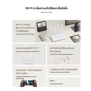 Xiaomi Router AX3000T เราเตอร์ I WiFi 6 Router WiFi I 3000Mbps ความเร็วไร้สาย I NFC เชื่อมต่อ Wi-Fi เร็วทันใจ