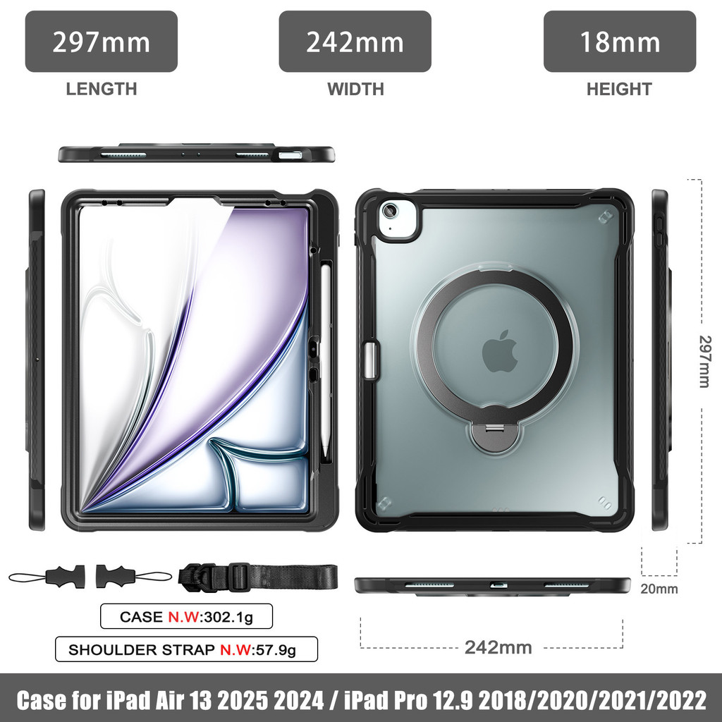 เหมาะสําหรับiPad Air 13 2024/Air 6th 13 2024/iPad Air 7th 13" 2025 M3带膜壳 QWFH