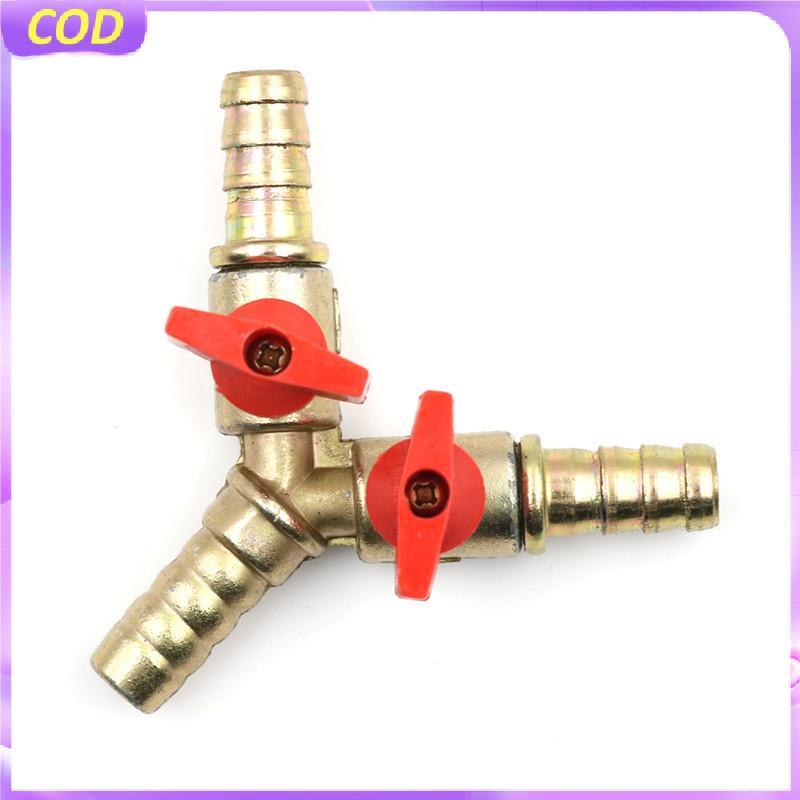 Cod 3ทางทองเหลือง Y ปิดบอลวาล์ว3/8 "10mm barb น้ำมันเชื้อเพลิงน้ำมัน th