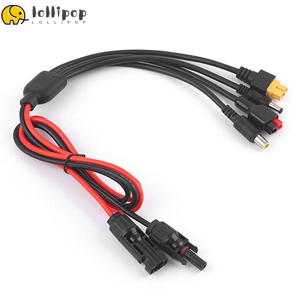 LOLLIPO1 แผงสายต่อ, 30A 4 in 1 สาย, Connector MC4 ถึง DC5521 7909 XT60 หญิงเชื่อมต่อ 1 ม. ความยาวสาย