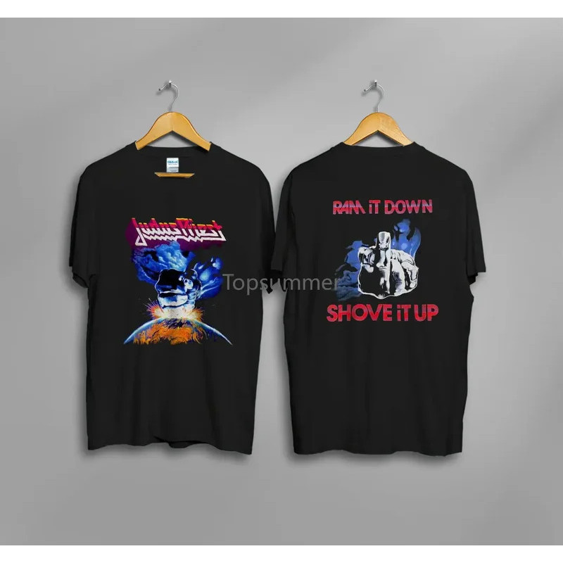เสื้อยืดวินเทจ Judas Priest Ram It Down ยุค 1980s หายาก ขนาด S-M-L-XL-2XL รีพรินท์ 2018 เสื้อยืดแฟชั