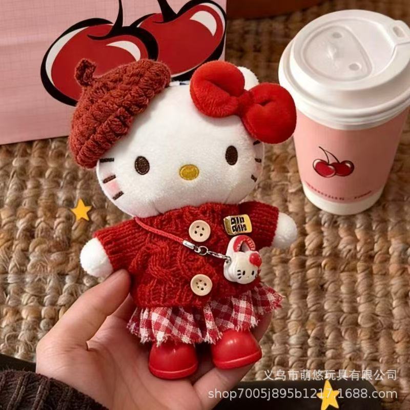 New Year Hello Kitty Handbag Pendant Spring Festival Limited Series Doll Ornaments Gift for Girls Keychain Cartoon Doll D5de