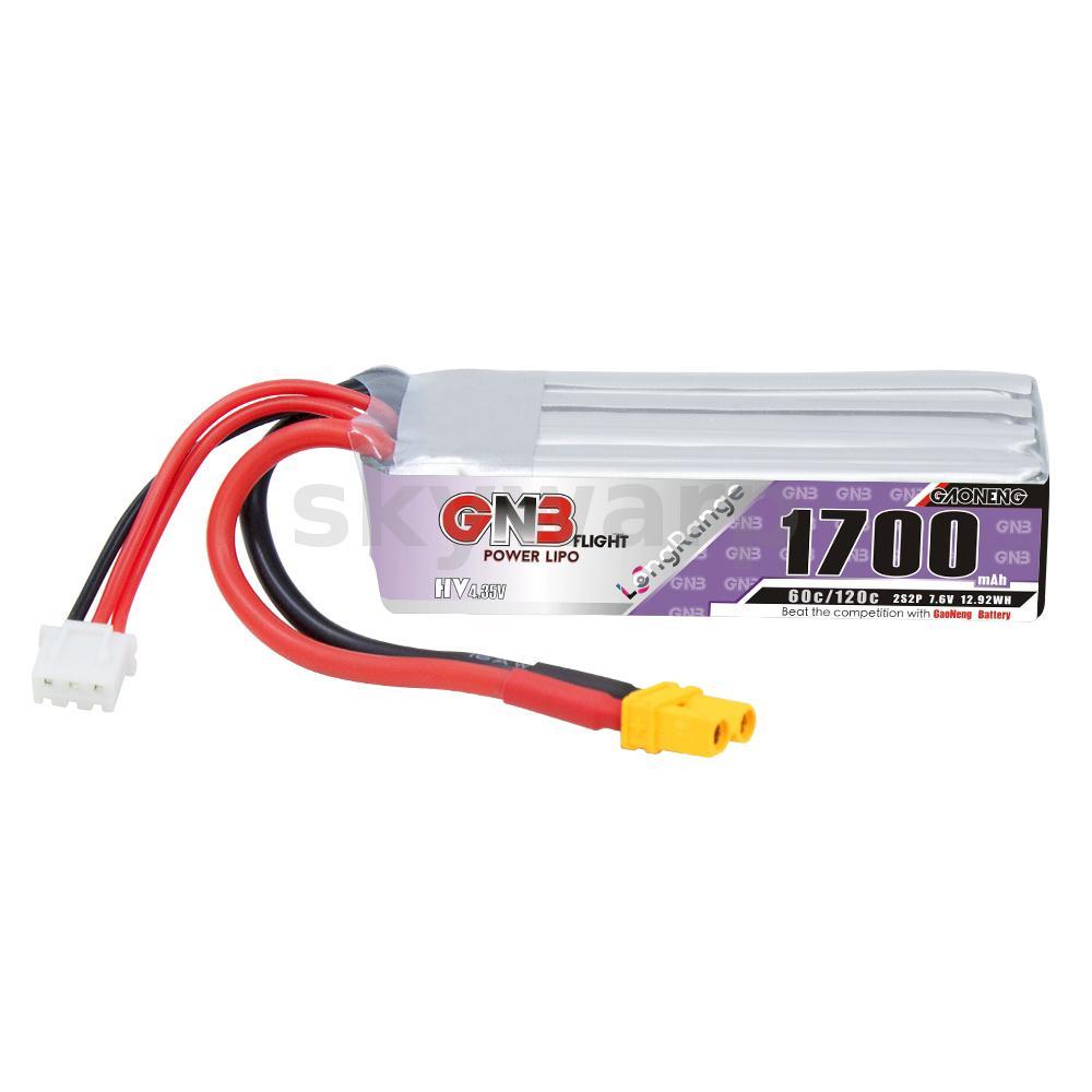 GAONENG GNB 7.6V 1700mAh 2S2P 60C HV LiPo แบตเตอรี่ XT30 ปลั๊กสําหรับ Emax Tinyhawk II GEPRC TinyGo 