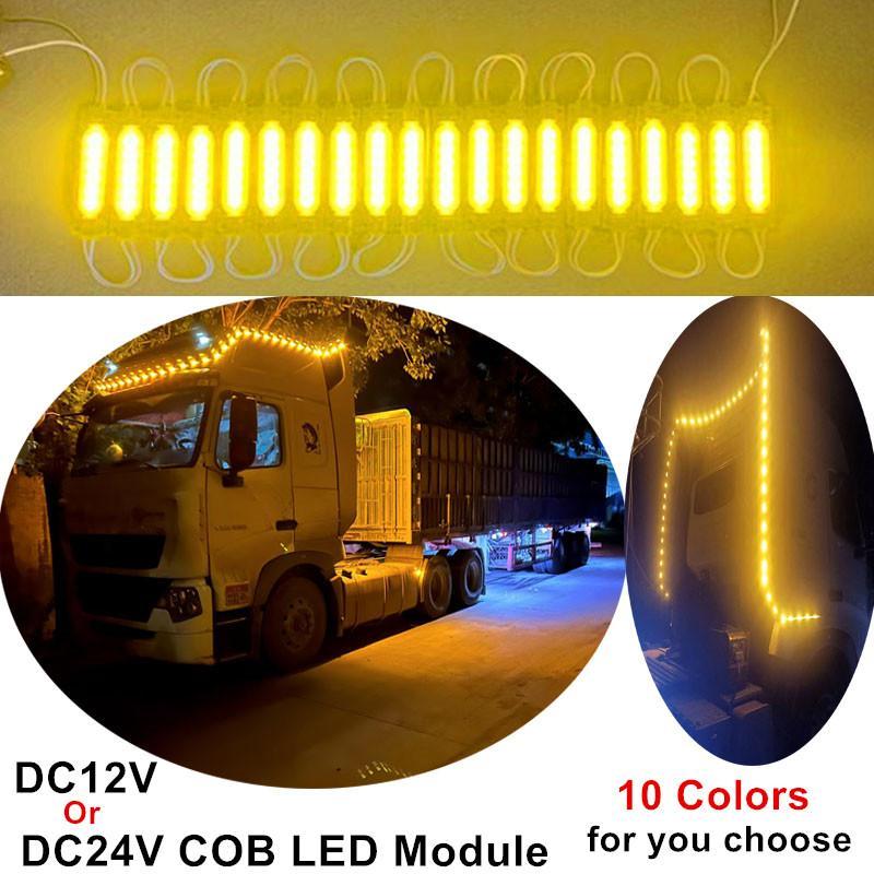 5/10/20 pcs underglow COB LED โมดูล 12V สําหรับรถจักรยานยนต์ Trycicle 24V สําหรับรถบรรทุกเป็นไฟเตือนและไฟด้านข้าง (9 สีสําหรับเลือก)