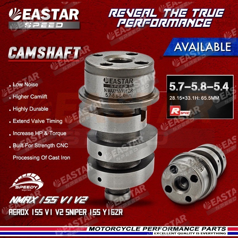 RACING แคมแต่ง AEROX155 NMAX155 V1 V2 NVX 155 Y16ZR Sniper 155 5.7-5.8-5.4MM EASTARSPEED