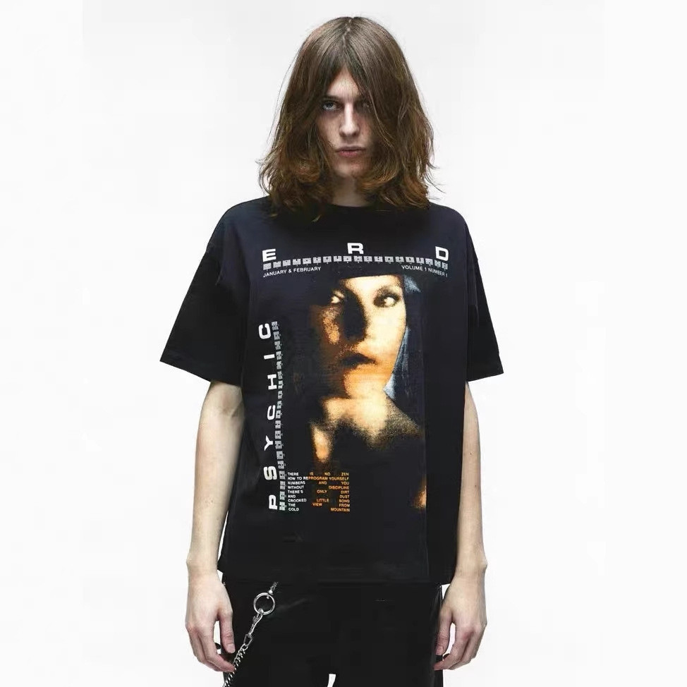 OT4M ERD Melancholy Rich Second Generation High Street Portrait Letter Print Summer Retro Distressed