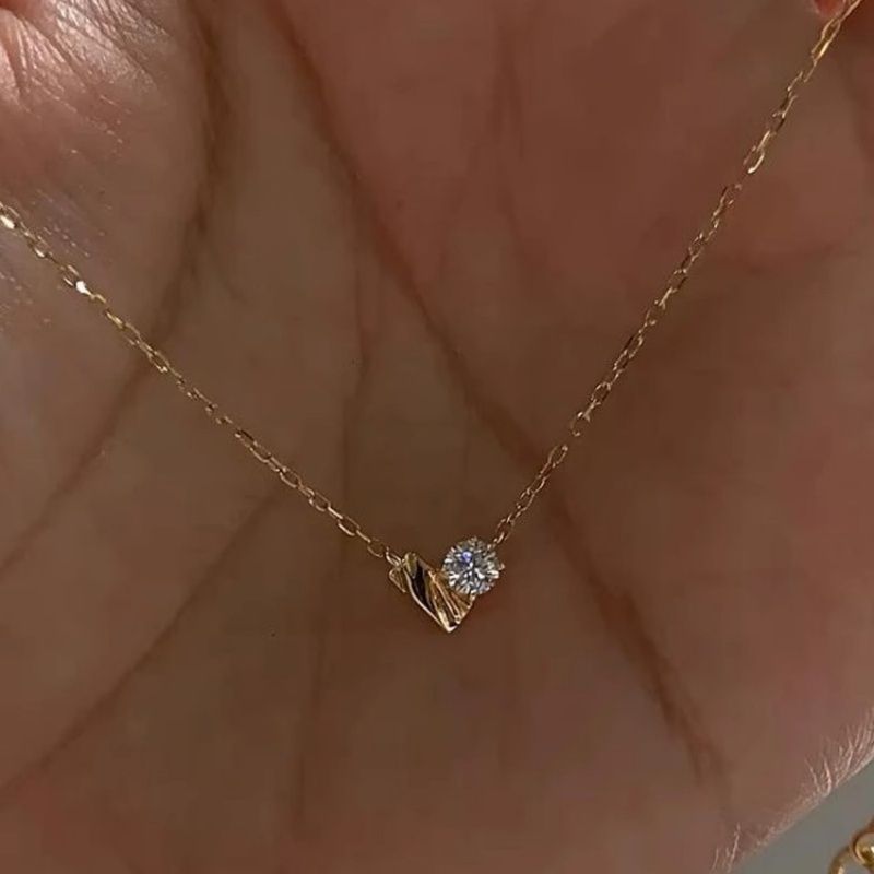 S999 เงินสเตอร์ลิงสร้อยคอรักญี่ปุ่น Simple พนมเปญกระพริบเพชร Clavicle Chain Commuter หรูหรา High-End