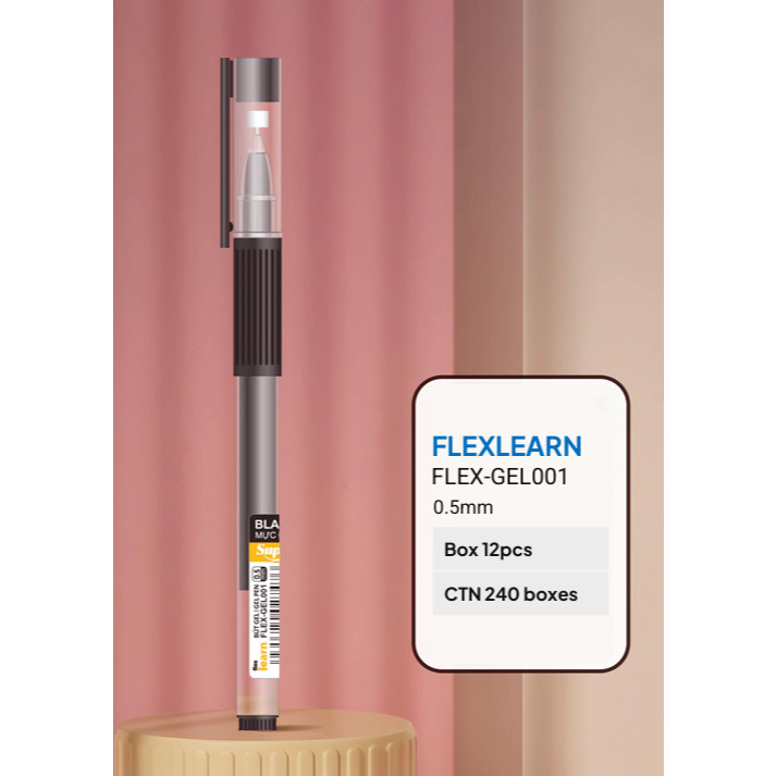 (1 SEED) FLEXOFFICE GEL PEN FLEX-GEL001 0.5 MM gel PEN สําหรับเด็กนักเรียนหัดเขียนสีดําเนียน