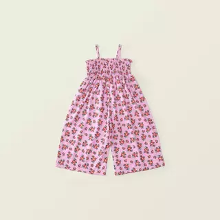 Hania kids พร้อมส่ง - จั๊มสูทเด็กผู้หญิงสายเดี่ยว ลายดอกชมพูหวาน - K5125739