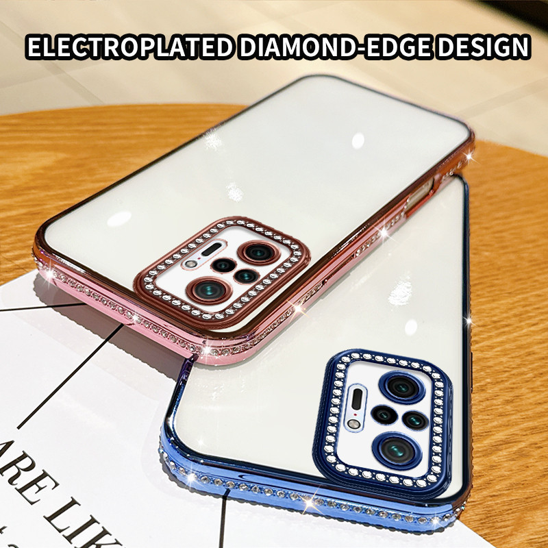 เคส Redmi Note 10 Pro 4G M2101K6G M2101K6R แฟลชเพชรขอบเคสโทรศัพท์โปร่งใสป้องกันการตก