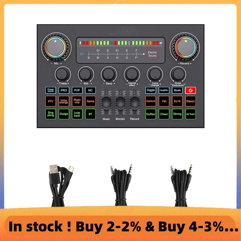 K Song Recording F999 Ultra Sound Card Bluetooth Touch Screen Mixer การ์ดเสียงสด Acccompanment Black