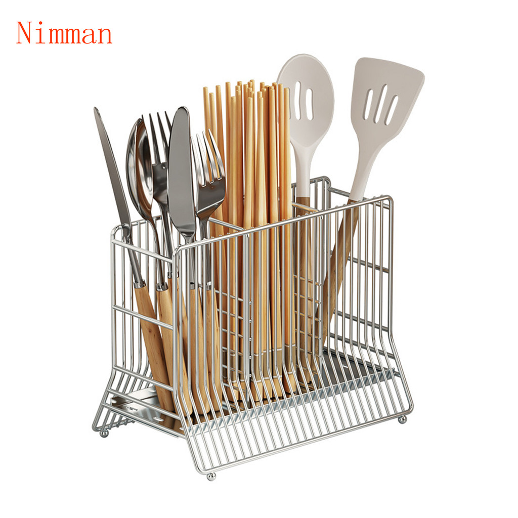【ได้รับใน 1-3 วัน  】กรงตะเกียบสแตนเลส,โลหะสี่เหลี่ยมหลอดบนโต๊ะอาหาร,ตะกร้าเก็บตะเกียบแขวนช่องภายในระบายน้ําที่ใส่ช้อนส้อมช้อน