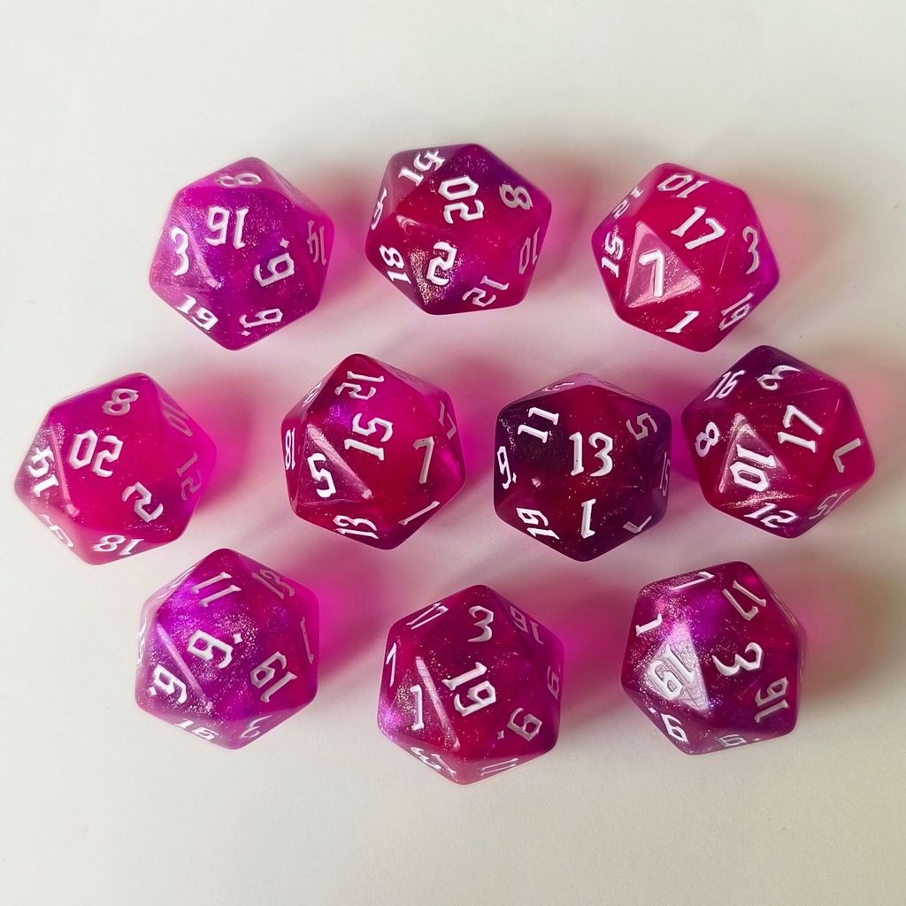 10PCS Polyhedral D20 ลูกเต๋า 20 ด้านลูกเต๋าชุดสําหรับ DND RPG โต๊ะเกมลูกเต๋า
