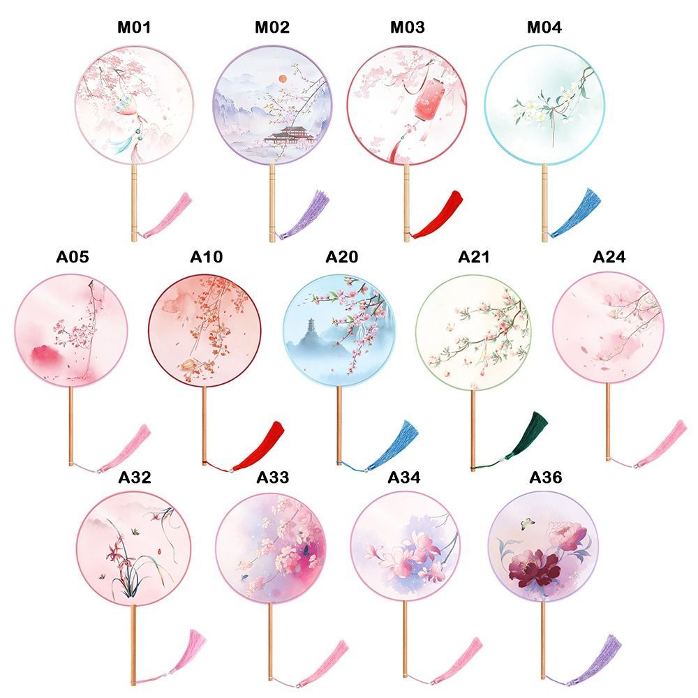 เอบินแลนด์ พัดลมสไตล์โบราณ, ครึ่งใสด้ามยาวรอบพัดลมมือ,วินเทจวินเทจพิมพ์ขนาดเล็กรอบผ้าไหมปักพัดลมเต้นรําประสิทธิภาพการเ - รูปที่ 4