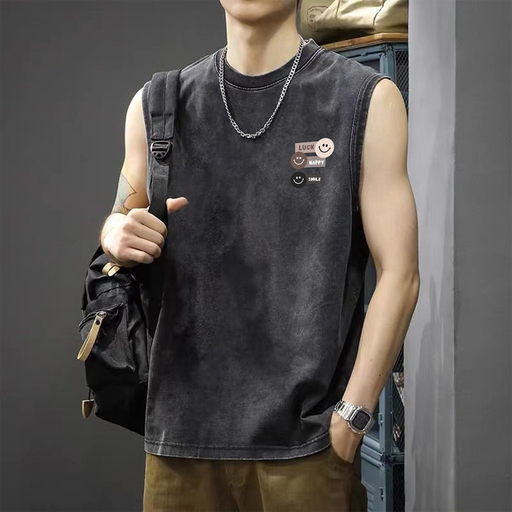 UT shop เสื้อกล้าม แขนกุด oversize ผ้าฝ้าย100% เสื้อแขนกุด ผู้ชาย 'LUCK' แฟชั่น เสื้อผ้าผช เหมาะกับใส่ออกกําลังกาย