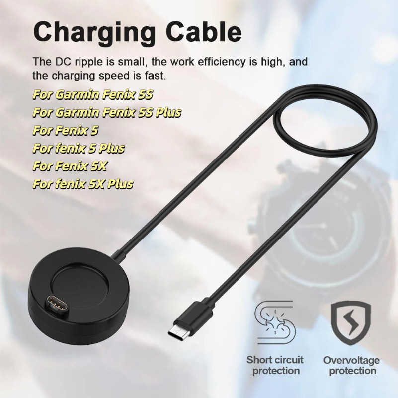 สายไฟที่มีประสิทธิภาพสายเชื่อมต่อพีซีที่ปลอดภัย Twist-ไม่มีสร้างสายชาร์จเหมาะสําหรับ Garmin Fenix 5S