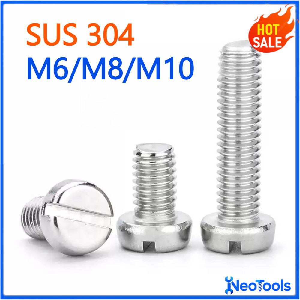 304 สแตนเลส one-slot สกรูหัวทรงกระบอก GB65 สกรู slotted หัวกลม bolt M6M8/M10NT-FC