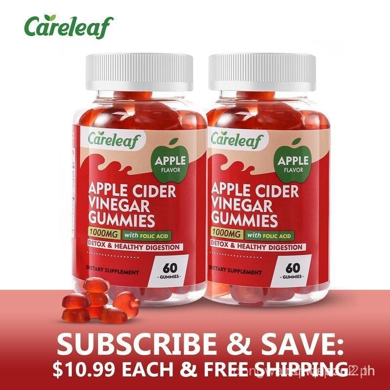 Careleaf 1000mg Apple Cider Vinegar Gummy Edible Supplement with Beetroot, Essential Vitamin B12 & B