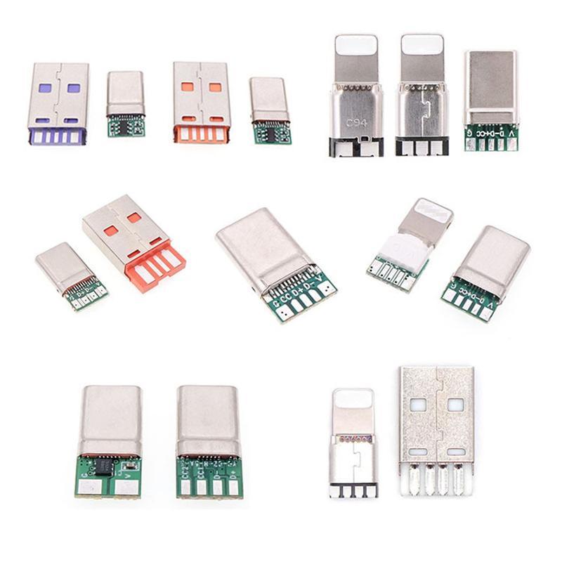 Bbth Fast Charge Type-C USB 65W 5A ชายเชื่อมต่อเชื่อม 5Pin PCB + ประเภท A ชาย 6 ขา USB DIY OTG ข้อมูลชาร์จชุด Vary