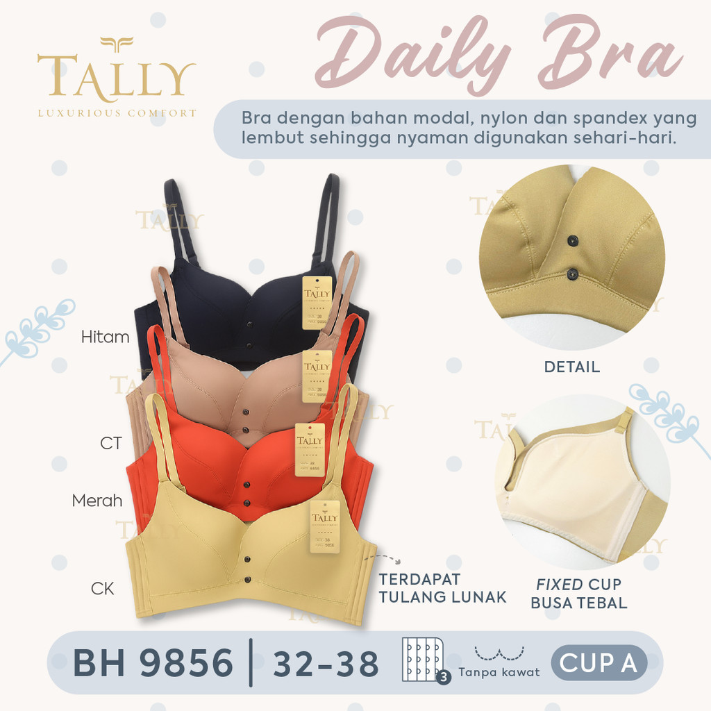 SALLY BRA BH 9856 I NYLON MATERIAL I SIZE 32 - 38 I CUP AI FULL CUP I THICK FOAM | ลวดไม่มีตะขอ 3