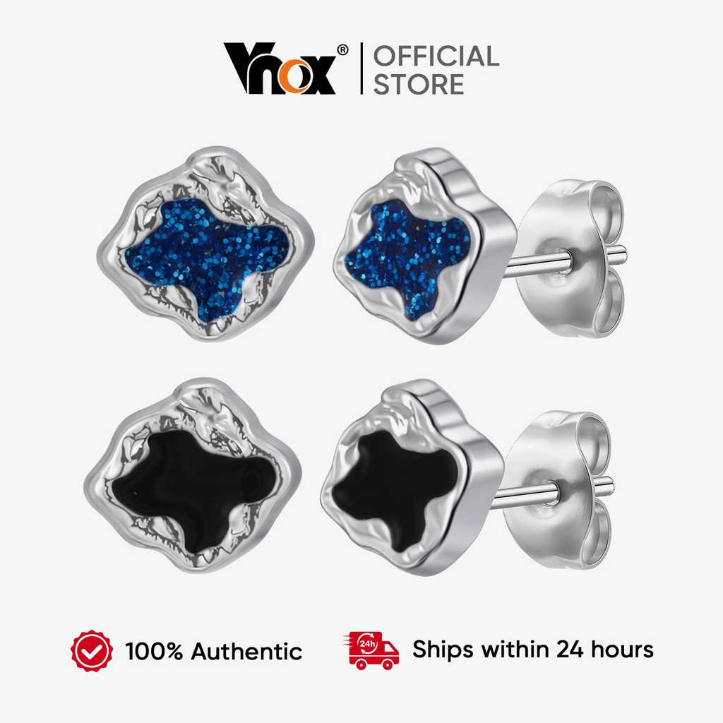 VNOX วีน็อกซ์ ต่างหูสตั๊ดดีไซน์เฉพาะแฟชั่นสําหรับผู้ชายไม่ซีดจางอุปกรณ์ฮิปฮอปอเนกประสงค์ที่เรียบง่ายของขวัญเครื่องประดับ