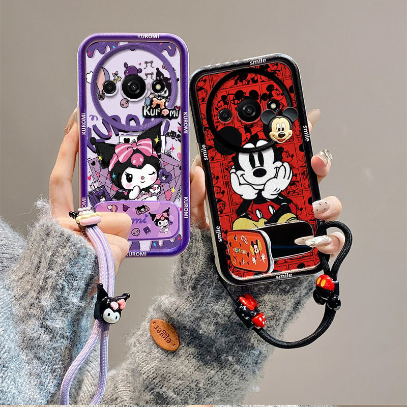 เคส For Redmi A3 / POCO C61 / Redmi A3X tpu ใหม่ JMZJ สไตล์แฟชั่นแขวน string กระจกขาตั้งเคสโทรศัพท์