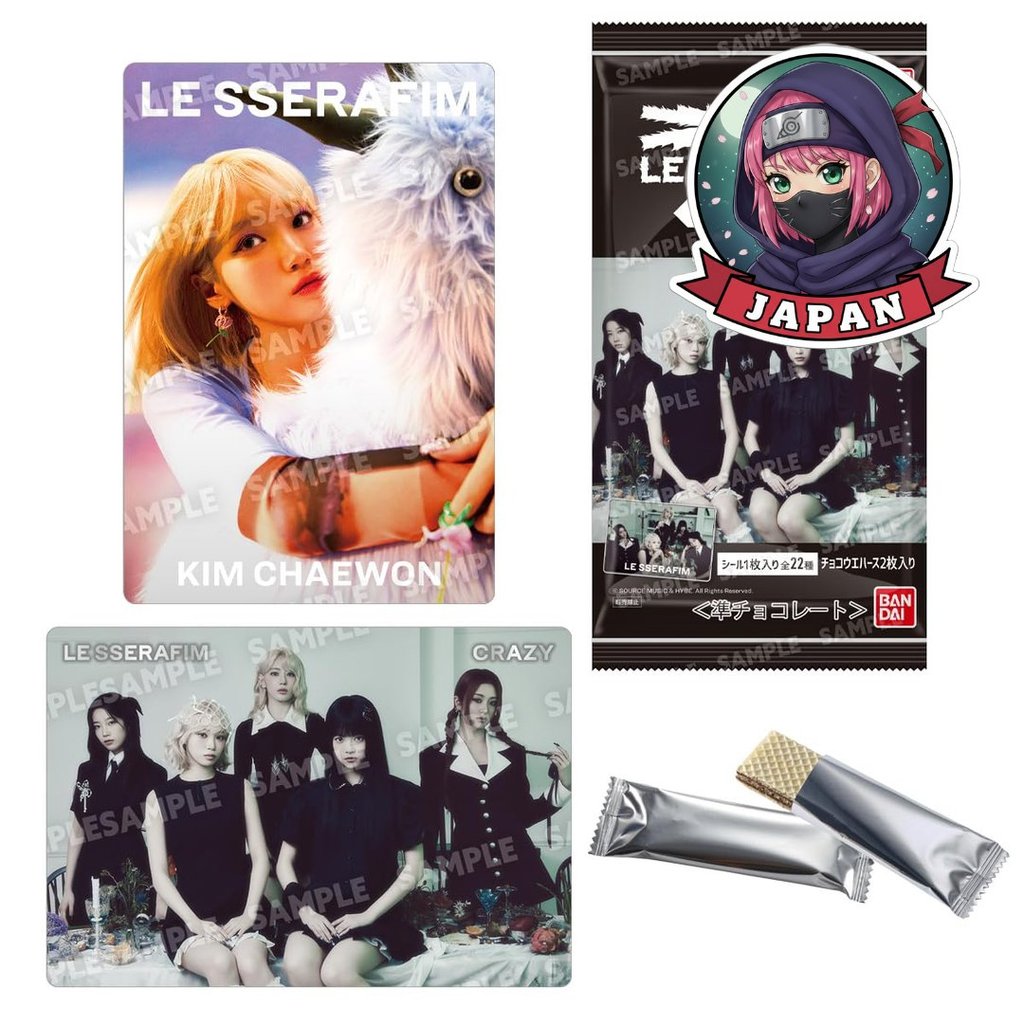 ขนมเวเฟอร์คู่ BANDAI LE SSERAFIM 'CRAZY' (20 ชิ้น) ลูกอม/ช็อกโกแลตกึ่งสำเร็จรูป (LE SSERAFIM)