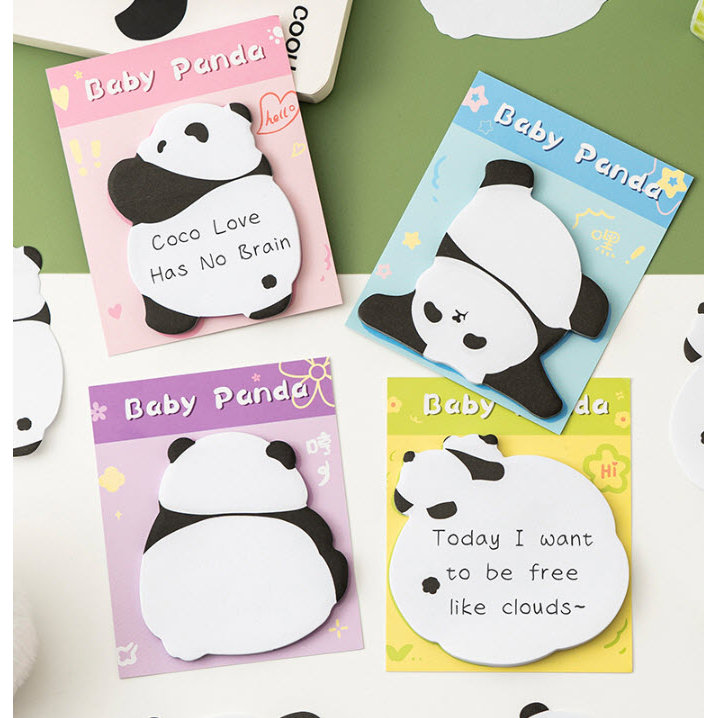 S0115 กระดาษโน๊ต กาวในตัว แพนด้า ตัวกลม สุ่มลาย Sticky Note Memo