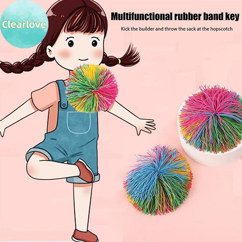 Clearlove สีสัน Bouncy Stress Balls Rainbow Sensory Stringy Balls Baby Stretching TH