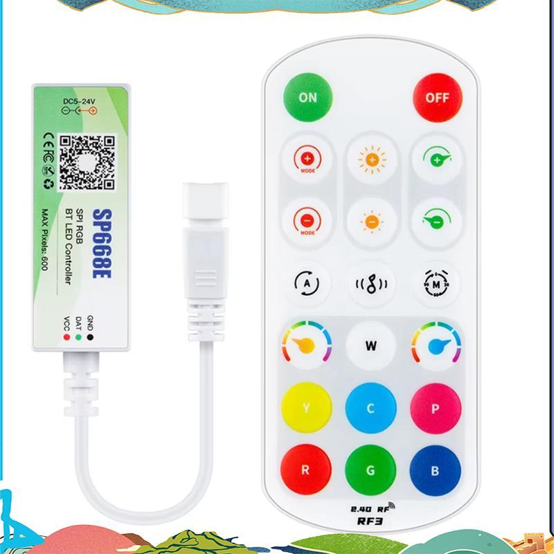 SP668E SPI RGB LED Controller 600 IC BT APP 2.4G ระยะไกลสําหรับ WS2811 WS2812B DIY แบบไดนามิกพิกเซล 