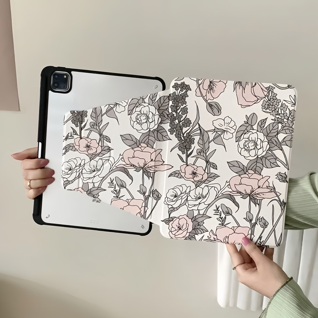 สําหรับ Honor Pad 10 Pad 9 V8 Pro 12.1 นิ้วดอกไม้ 360° หมุนอะคริลิคฝาหลัง HEY3-W00 HEY2-W09 ROD-W09 