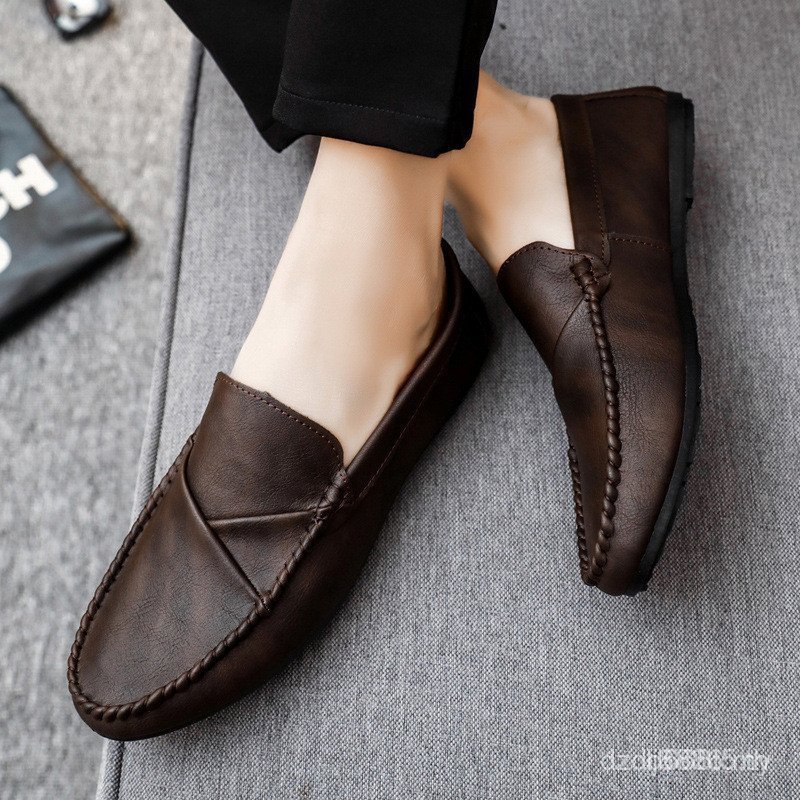Mens Loafer Leather Boat Driving Shoes Slip On Men Shoes REJQ JD0X