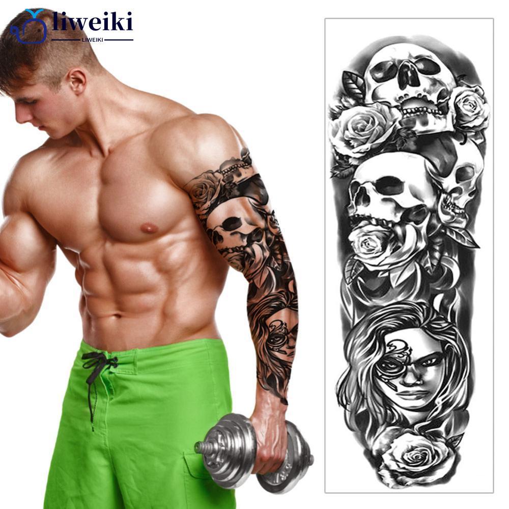 LIWEKI 1 PC แขนขนาดใหญ่ Tattoo กันน้ําชั่วคราว Body Art Creative Tattoo สติกเกอร์ Lion Wild Wolf Tig