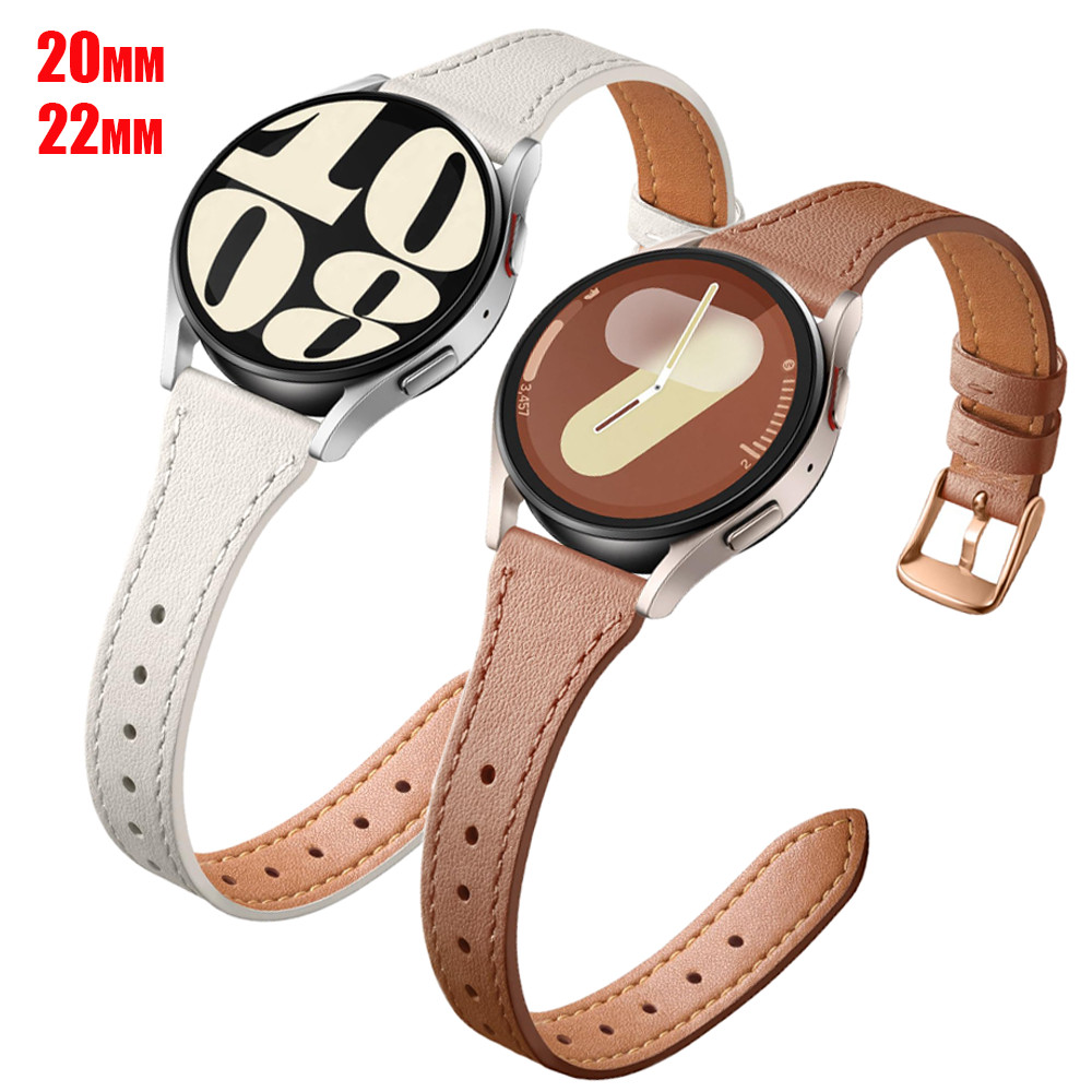 สายหนังบางสําหรับ Samsung Galaxy Watch 7/FE/6/5/5 pro/4 Classic/active 2 20 มม.22 มม.สร้อยข้อมือกีฬา Huawei Watch GT 6 5 4 band