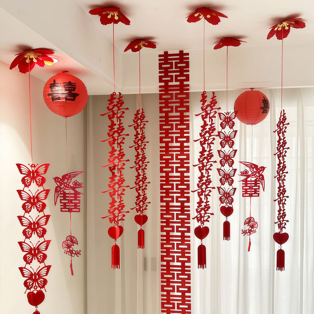 baoluan#Wedding Room Decoration Ceiling Decoration Bride's Wedding Garland Wedding Bedroom Ceiling H