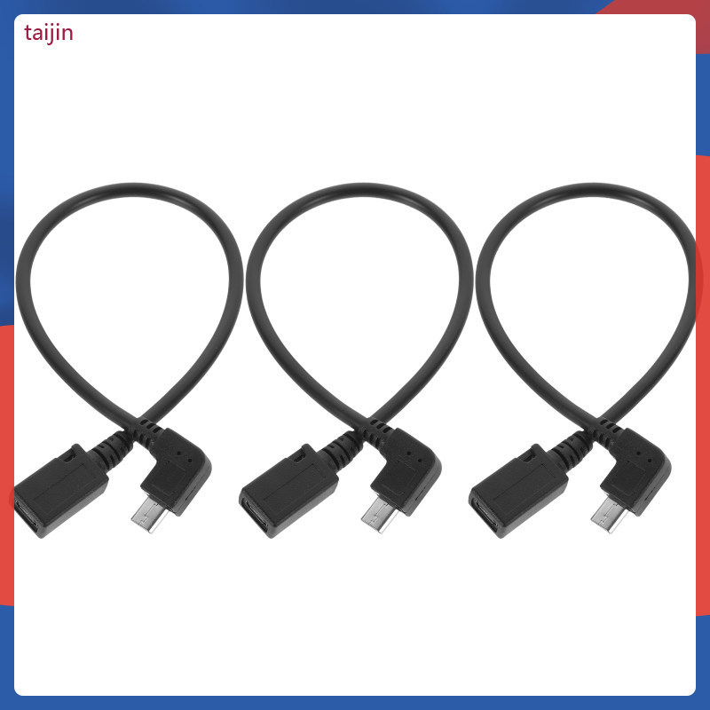 3 ชิ้น USB 90 องศาสายชาร์จสีดําออกซิเจนฟรีทองแดงสายสั้นสําหรับโทรศัพท์ taijin