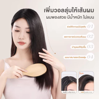 【Hillee ของแท้】หวีไม้ขนหมูป่า แปรงหวีขนหมูป่า ไม่เจ็บหนังศีรษะ นวดศีรษะ บำรุงหนังศรีษะ ทำให้เส้นผมเรียบเนียน