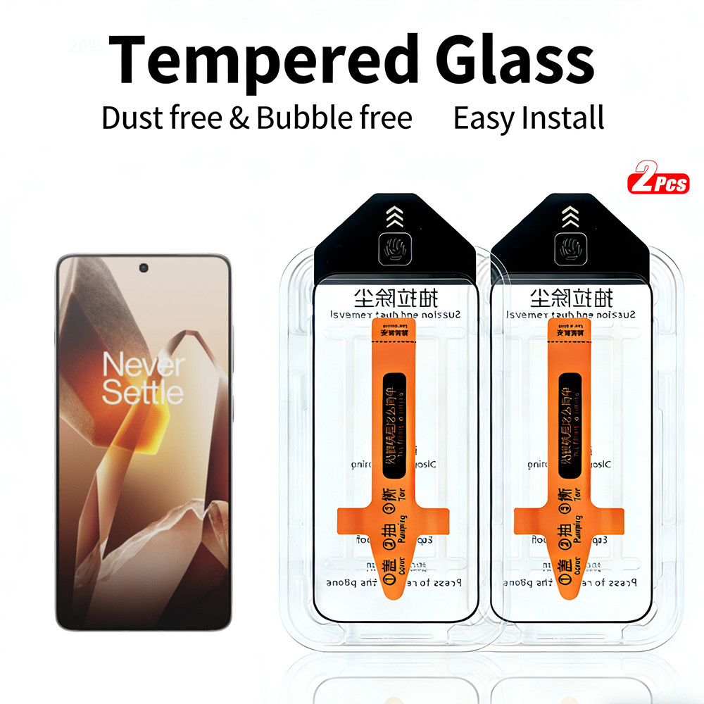 2 ชิ้นกระจกนิรภัยสําหรับ OnePlus 15 13R 13S 13T ป้องกันหน้าจอ One-Touch ติดตั้ง