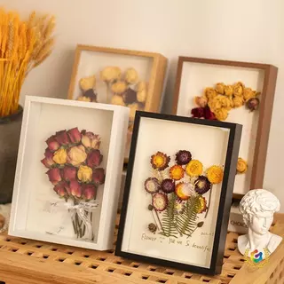 พร้อมส่ง กรอบรูปใส่ดอกไม้แห้ง DIY แบบกลวง 3มิติ ติดผนัง วางโต๊ะ กล่องเก็บดอกไม้