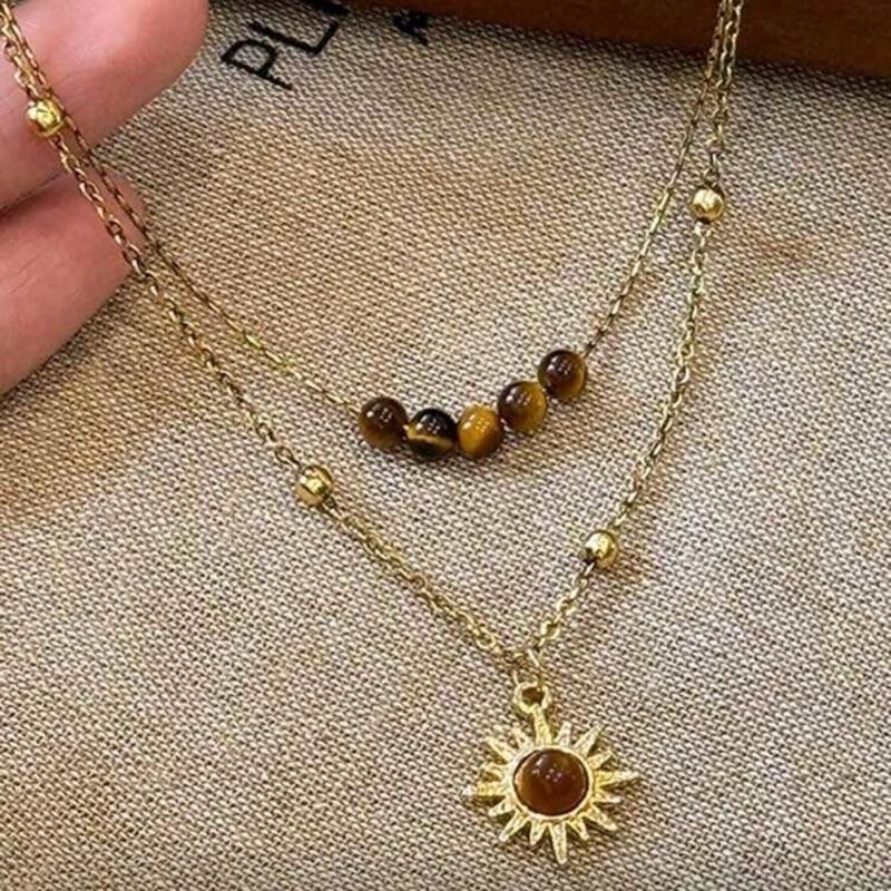 (พร้อมส่ง)สร้อยคอวินเทจ ดอกทานตะวัน เครื่องประดับแฟชั่น..
