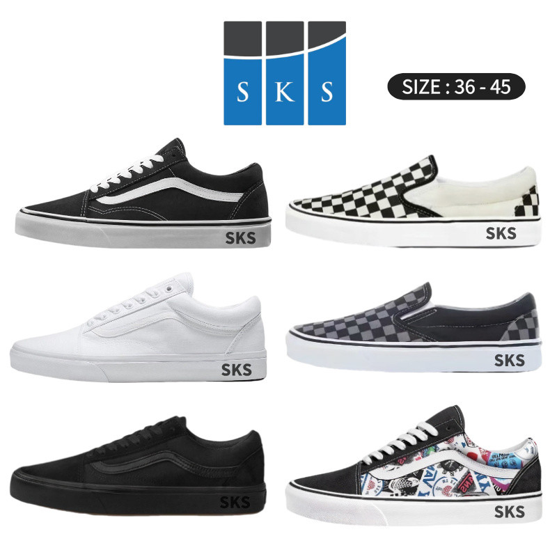 Old Skool (Classic) รองเท้าผ้าใบผู้ชาย รองเท้าผู้ชาย รองเท้าผู้หญิง รองเท้าผ้าใบ Low-Top สวมใส่สบาย ขนาด 36-45