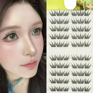 DlY แต่ละคลัสเตอร์ Blue Tears ธรรมชาติหนา Lashes Extension แถบขนตาปลอมขนตาส่วนบุคคล