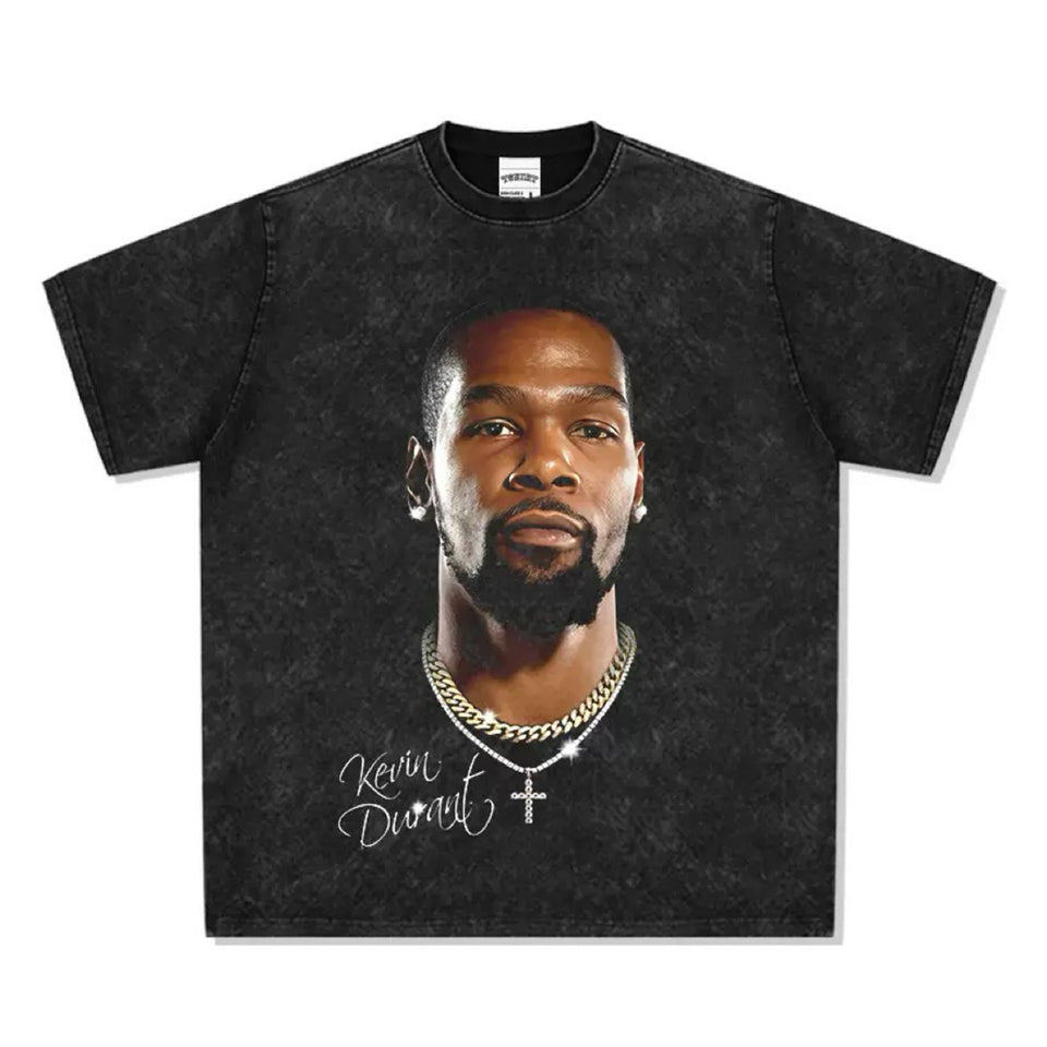 Kevin Durant Portrait เสื้อยืดล้างขนาดใหญ่