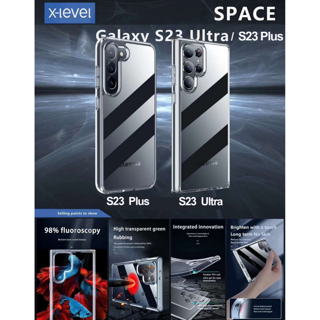 X-Level Space Case เคสใส S25 Ultra / S25 Plus / S25 / S24 Ultra / S23 U / S22 U กันกระแทก กันเลนส์