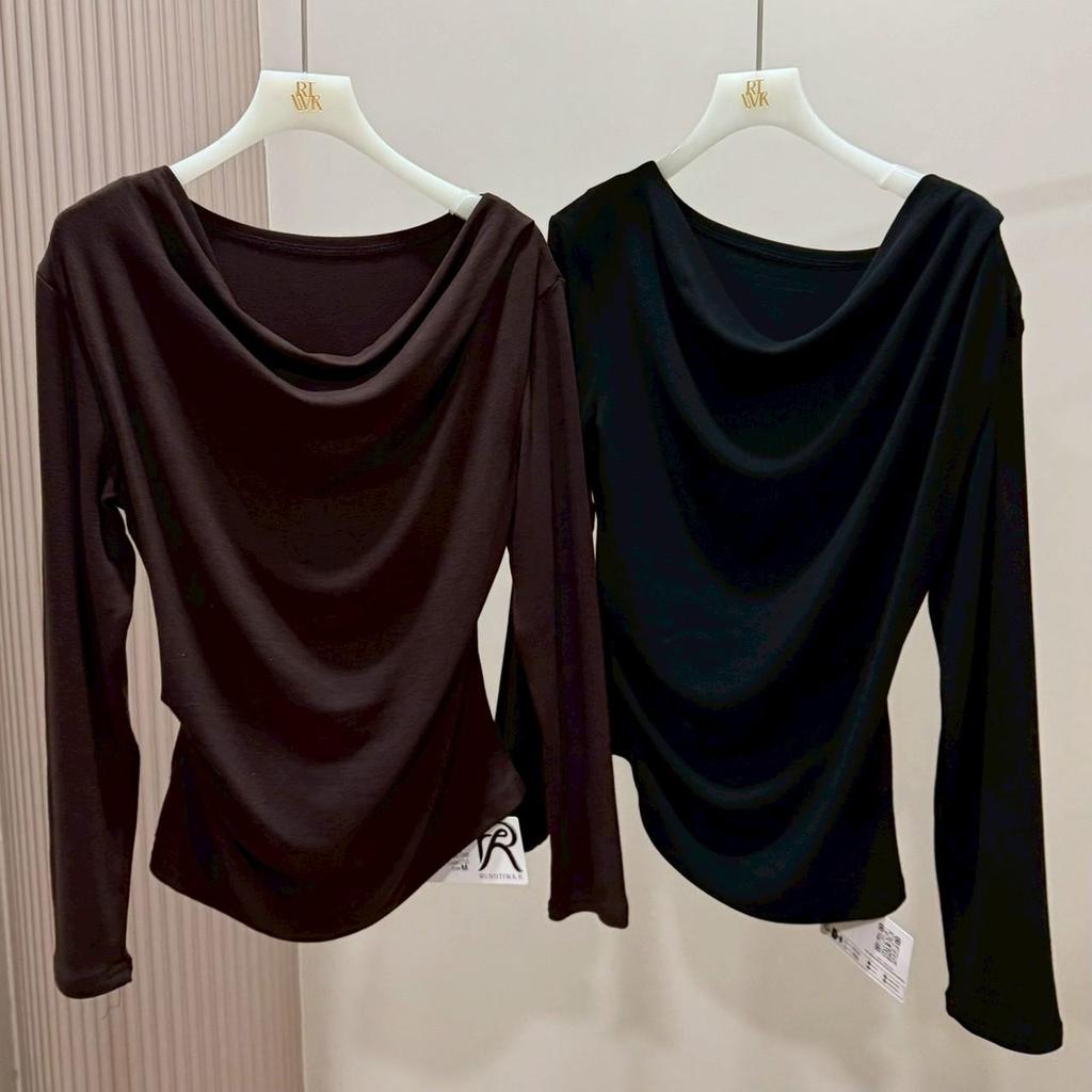 'Muse top '- เสื้อปาดไหล่แขนยาว เนื้อผ้านุ่มมาก ทรงสวยยืดได้เยอะ RTW