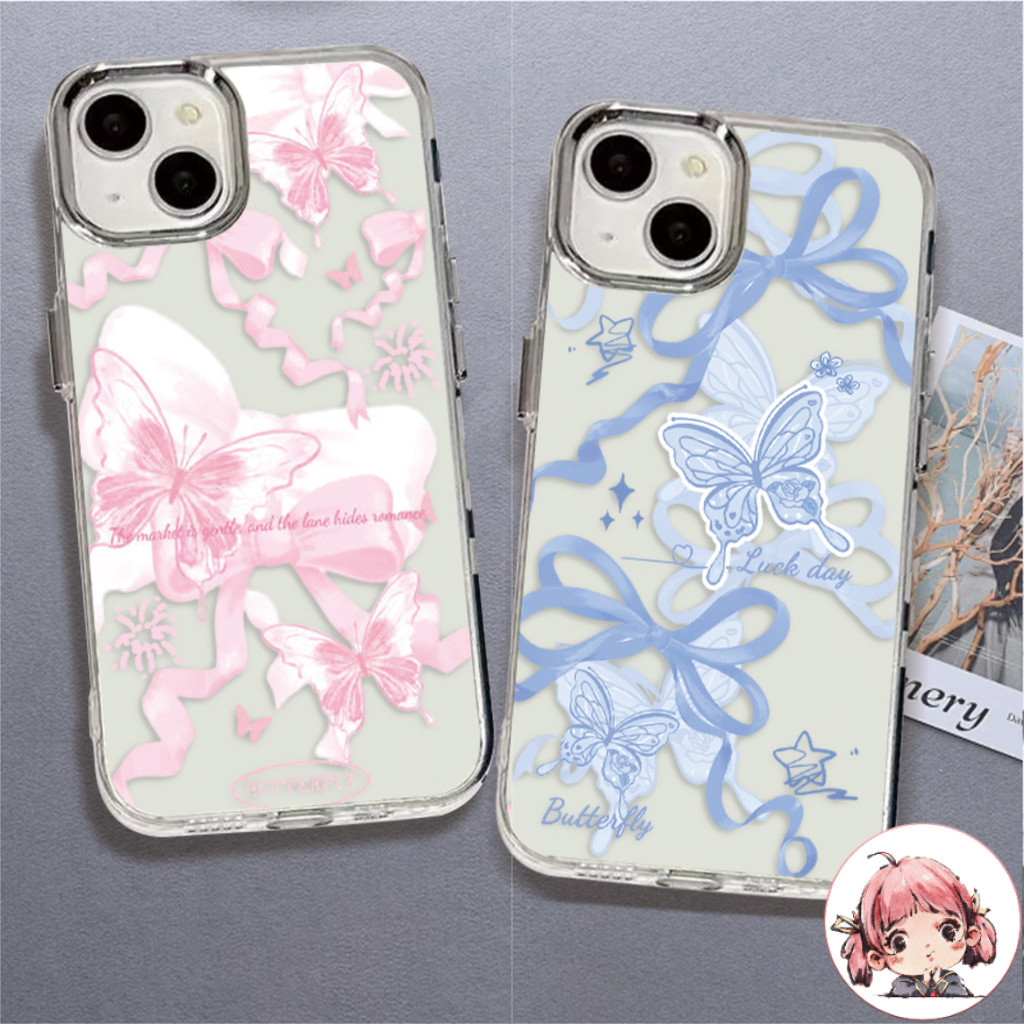 จัดส่งทันที เคสสำหรับไอโฟน15 ผีเสื้อ โบว์สวย เคสมือถือแบบใส For iPhone17 16Pro 11 12 13 PROMAX 14 15PLUS XS XR 7/8/SE2/3 – โปรปัง