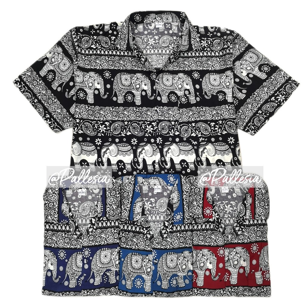 งานไทย เสื้อช้าง ริ้วลายไทย ทูโทน ครบไซส์ 7ไซส์ S-4XL ผ้าพริ้ว ผ้านิ่ม เสื้อเชิ้ตฮาวาย hw708