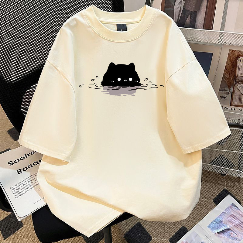ChillTee เสื้อยืดทรงผู้หญิง แขนสั้น คอกลม tshirt oversize cotton ใส่สบาย ‘cat’มินิมอล เสื้อน่ารัก【COD】 – โปรปัง